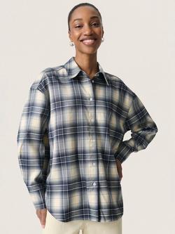 Soaked In Luxury SLPamala Long Sleeve Checked Flannel, Navy/Multi