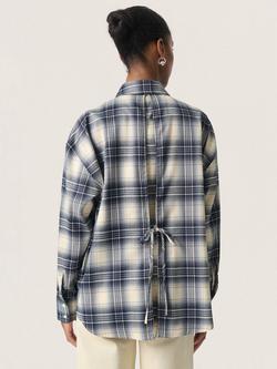 Soaked In Luxury SLPamala Long Sleeve Checked Flannel - view 2, Navy/Multi