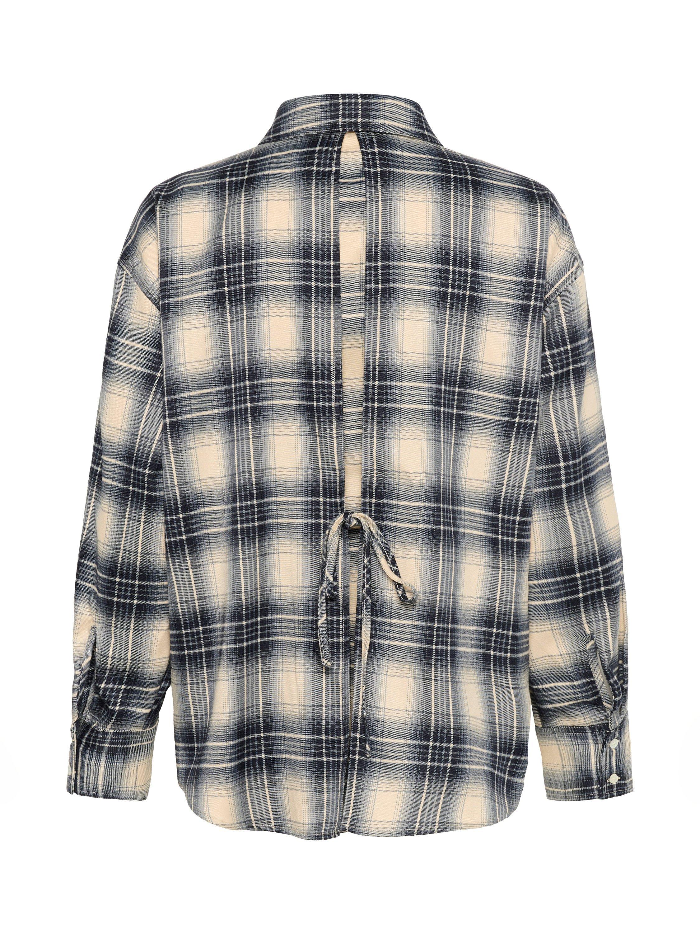 Product image 6 of 6, which shows Soaked In Luxury SLPamala Long Sleeve Checked Flannel, Navy/Multi, XS