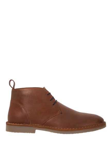 Dune London Cashed Leather Chukka Boots, Chestnut