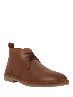 Dune London Cashed Leather Chukka Boots - view 2, Chestnut