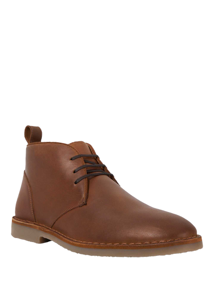 Dune London Cashed Leather Chukka Boots - view 2, Chestnut