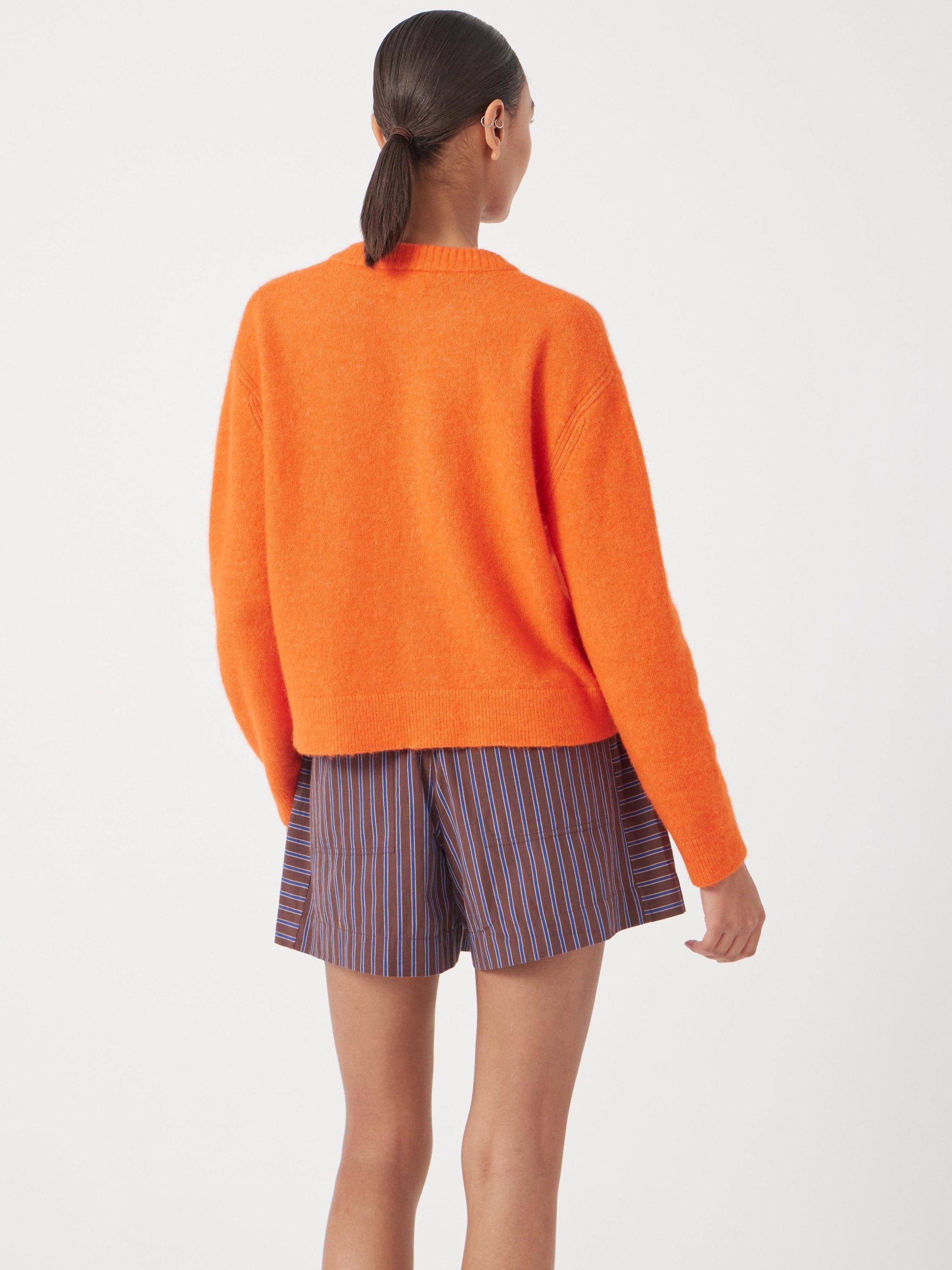 Product image 3 of 5, which shows HUSH Boxy Wool Rich Cardigan, Bright Orange, L-XL