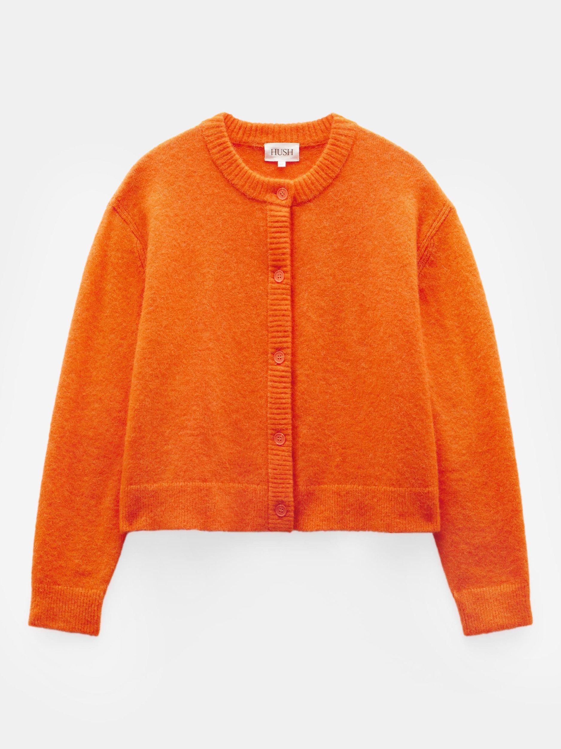 Product image 5 of 5, which shows HUSH Boxy Wool Rich Cardigan, Bright Orange, L-XL