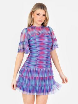 Anaya With Love Gathered Tulle High Neck Mini Dress, Multi, Multi