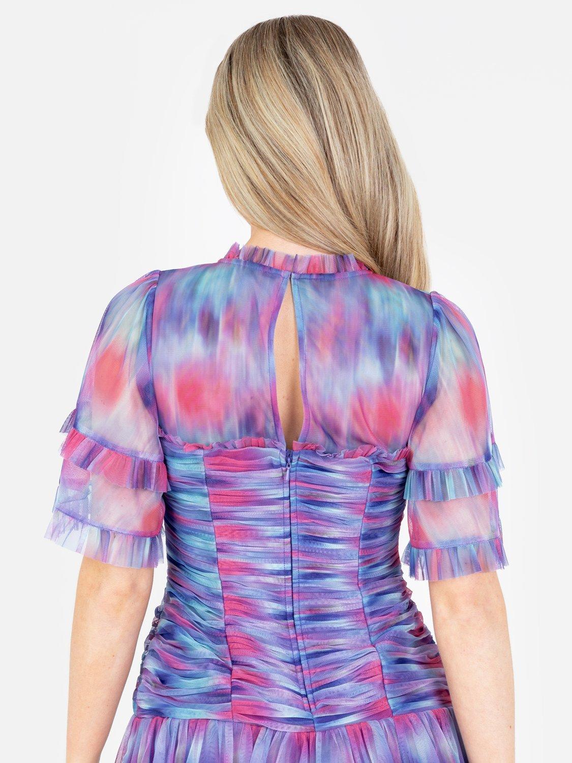Product image 3 of 3, which shows Anaya With Love Gathered Tulle High Neck Mini Dress, Multi, 6