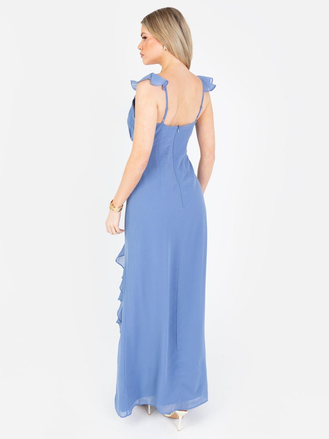 Product image 3 of 5, which shows Anaya With Love Waterfall Ruffle Georgette Maxi Dress, Ocean Blue, 6