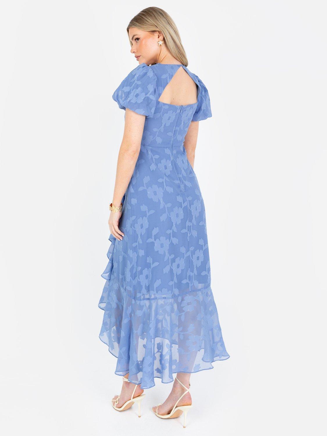 Product image 2 of 5, which shows Anaya With Love Faux Wrap Bodice Floral Ruffle Midaxi Dress, Ocean Blue, 6