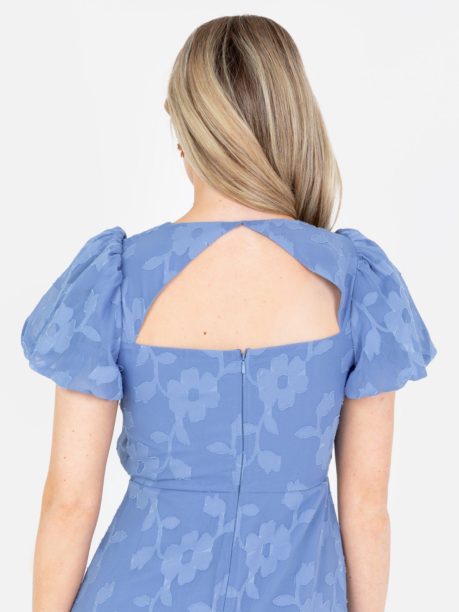 Product image 4 of 5, which shows Anaya With Love Faux Wrap Bodice Floral Ruffle Midaxi Dress, Ocean Blue, 6