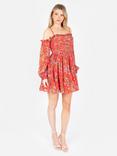Anaya With Love Floral Tiered Frill Long Sleeved Bardot Mini Dress