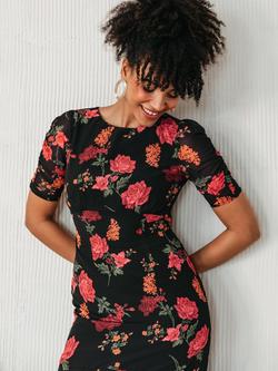 Anaya With Love Empire Waist Ruffle Skirt Midi Dress - view 2, Black/Multi