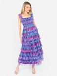 Anaya With Love Tiered Abstract Print Cap Sleeve Midi Dress