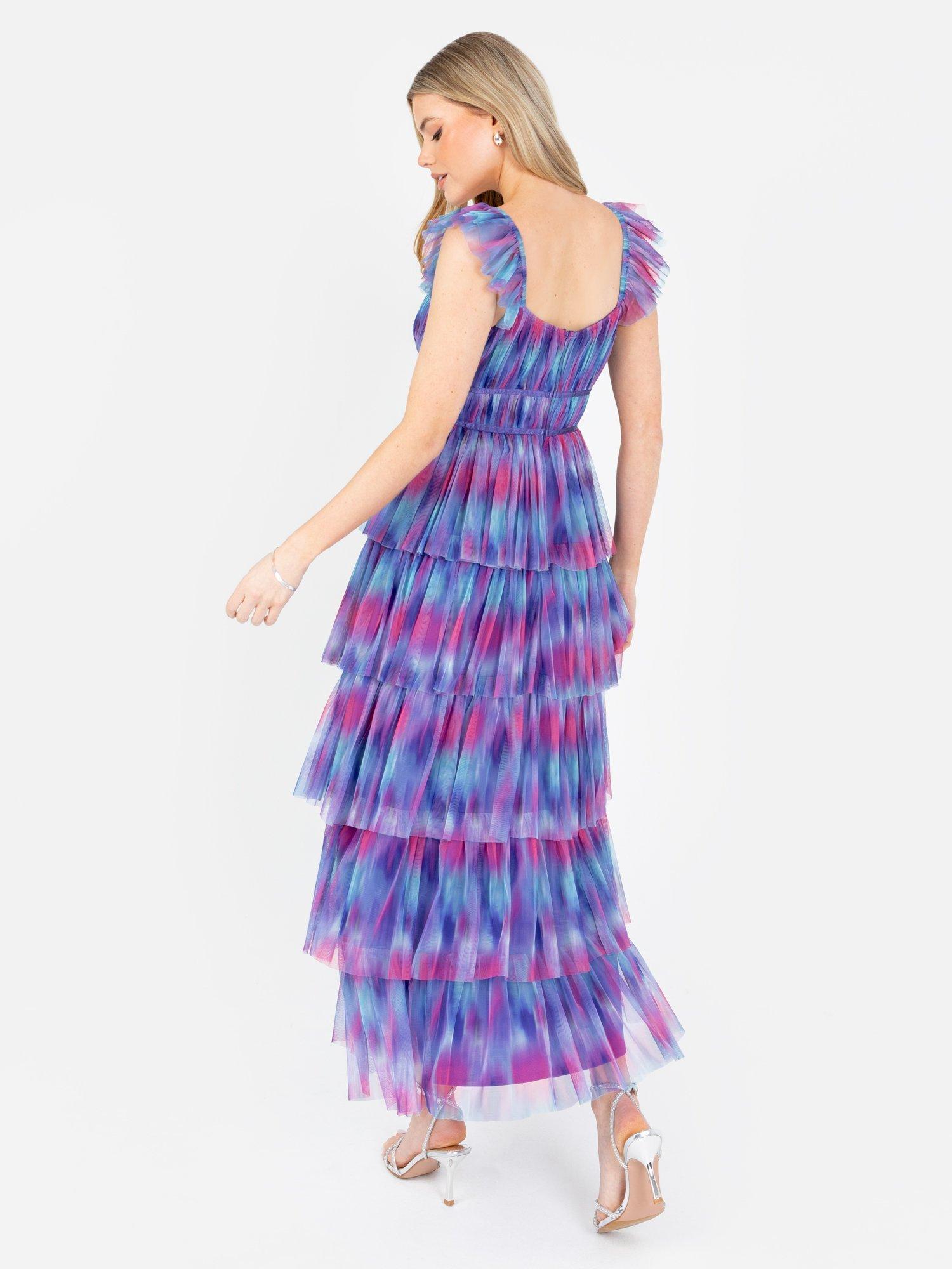 Product image 3 of 5, which shows Anaya With Love Tiered Abstract Print Cap Sleeve Midi Dress, Multi, 6