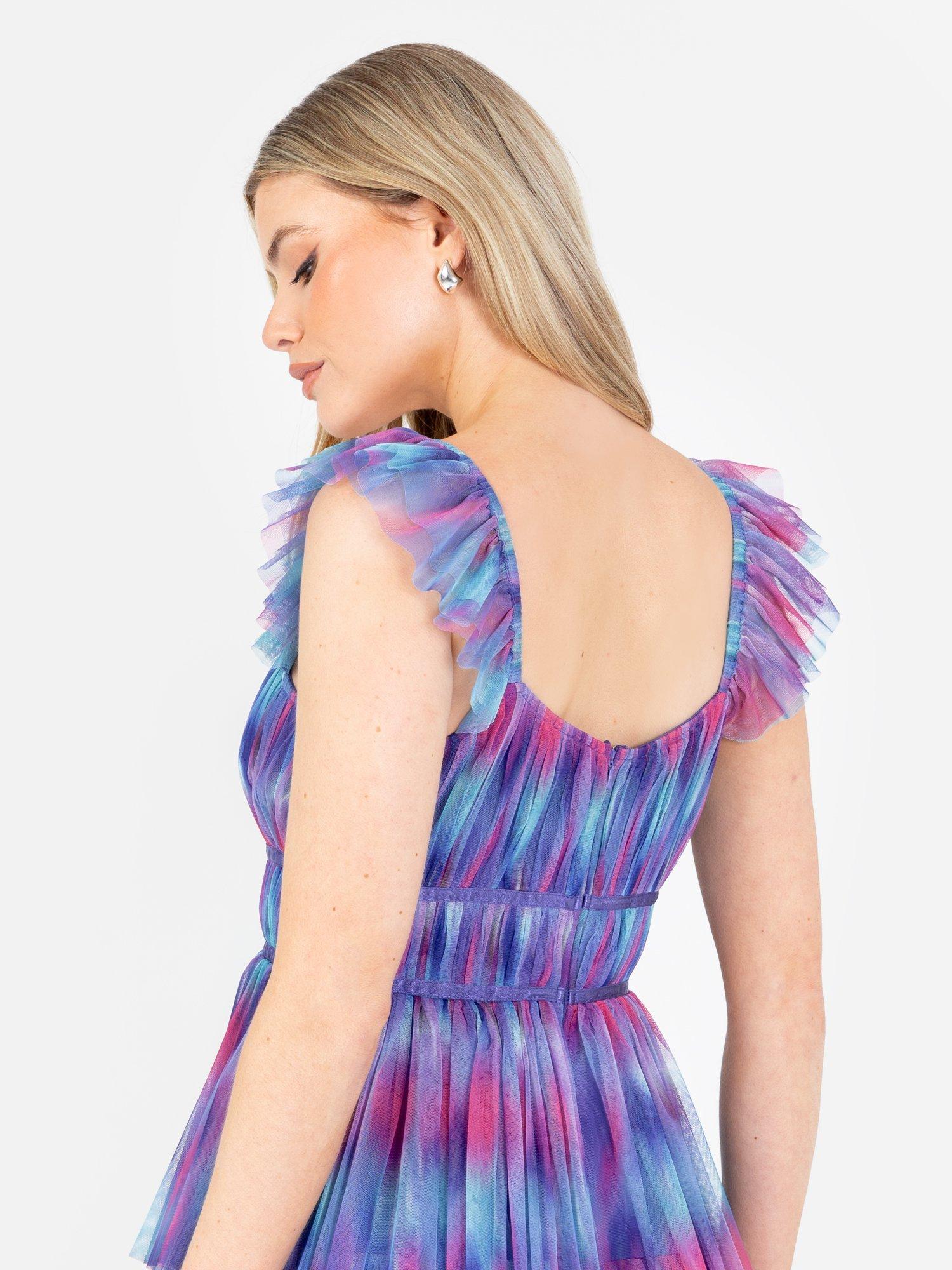 Product image 4 of 5, which shows Anaya With Love Tiered Abstract Print Cap Sleeve Midi Dress, Multi, 6