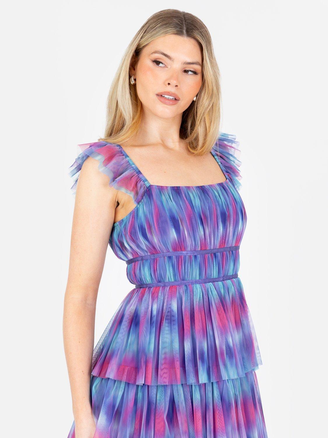 Product image 5 of 5, which shows Anaya With Love Tiered Abstract Print Cap Sleeve Midi Dress, Multi, 6