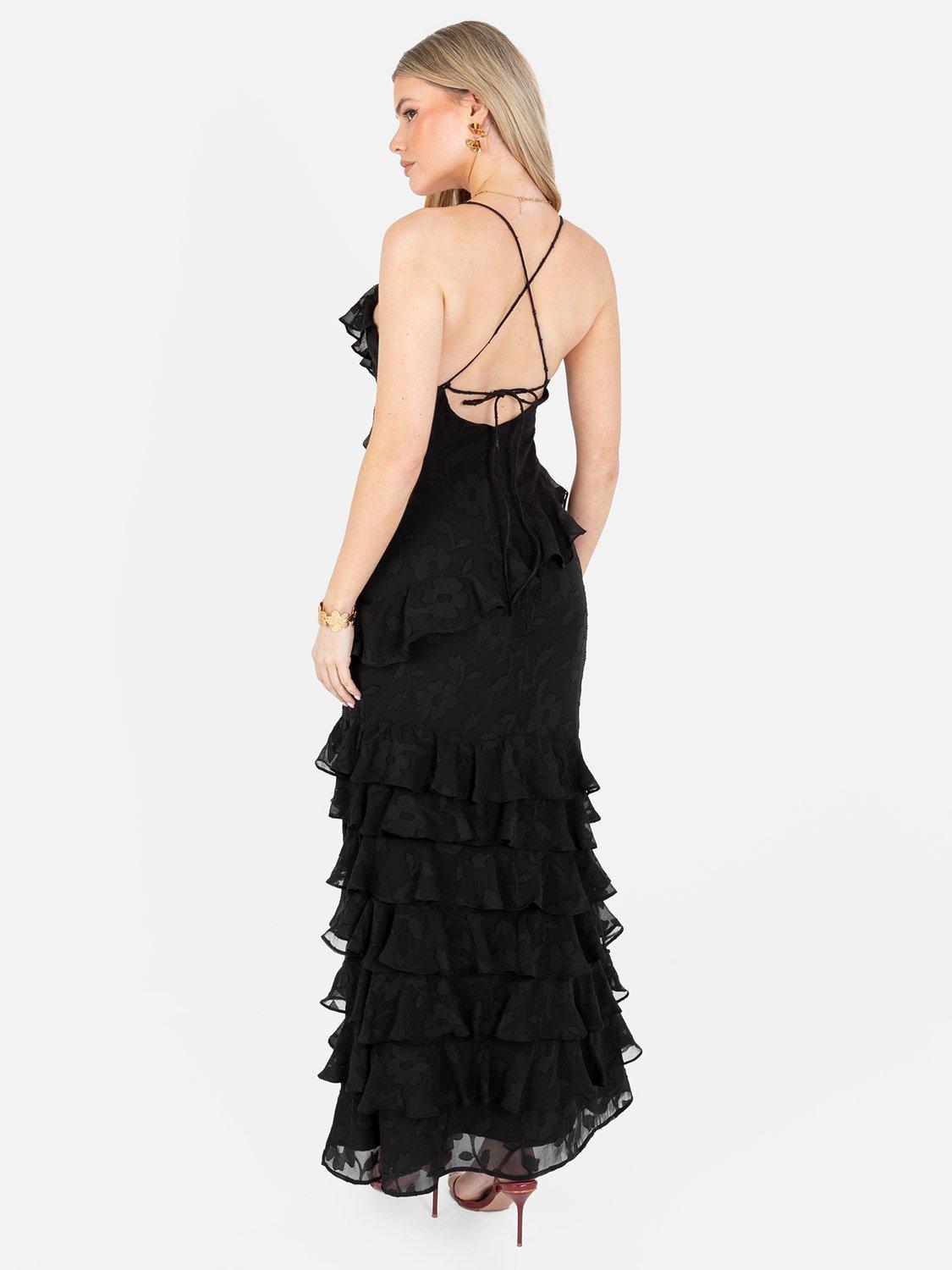 Product image 6 of 8, which shows Anaya With Love Ruffle Strappy Maxi Dress, Black, 6