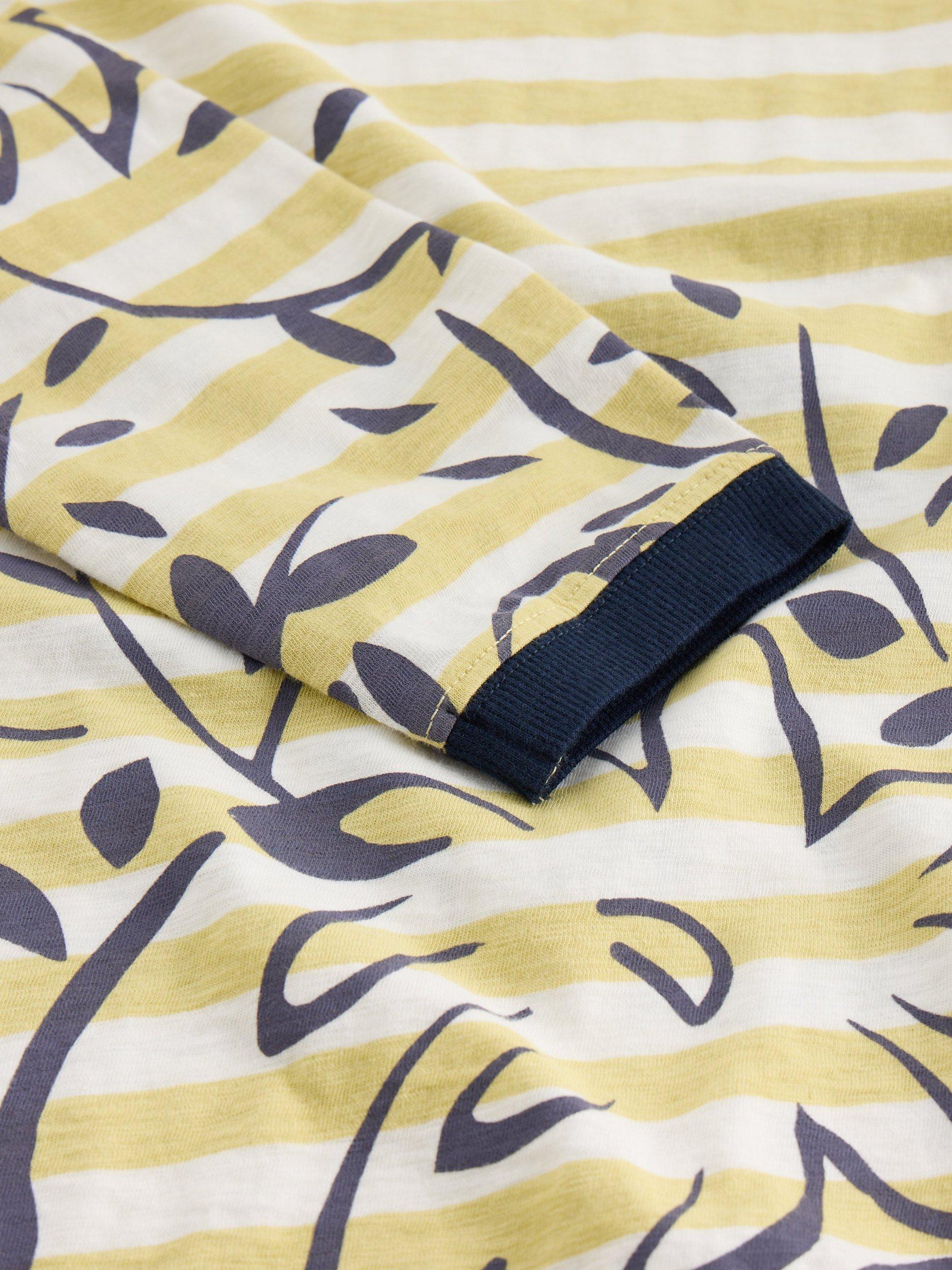 Product image 6 of 6, which shows White Stuff Clara Stripe Floral Top, Yellow/Multi, 6