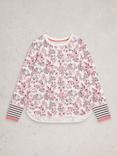 White Stuff Clara Floral Jersey Top, Ivory/Pink