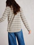 White Stuff Clara Round Neck Long Sleeve Cotton Blend Stitch Tee