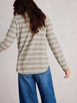 White Stuff Clara Round Neck Long Sleeve Cotton Blend Stitch Tee - view 2, Natural/Multi