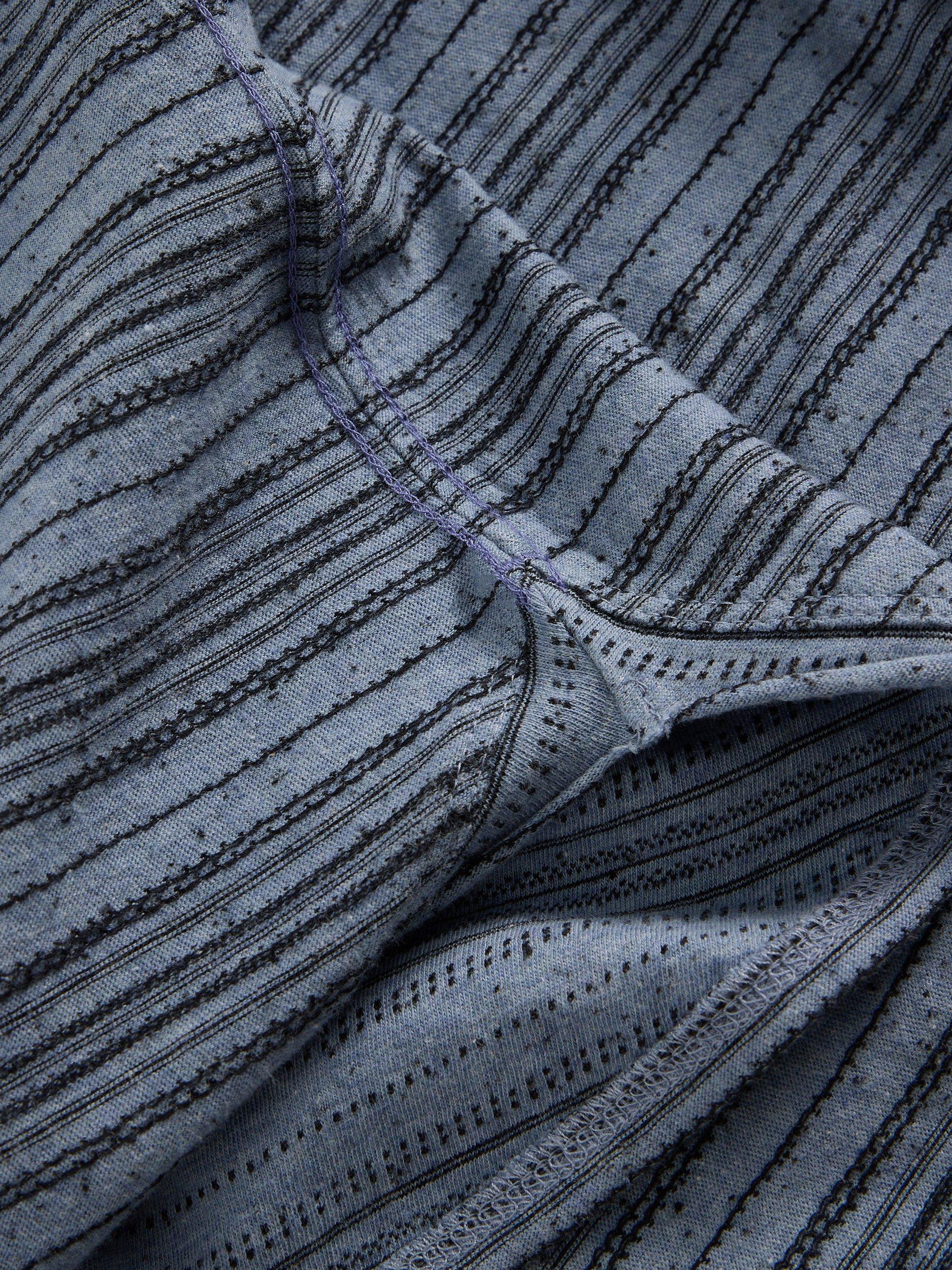 Product image 6 of 6, which shows White Stuff Clara Round Neck Long Sleeve Cotton Blend Stitch Tee, Mid Blue, 6