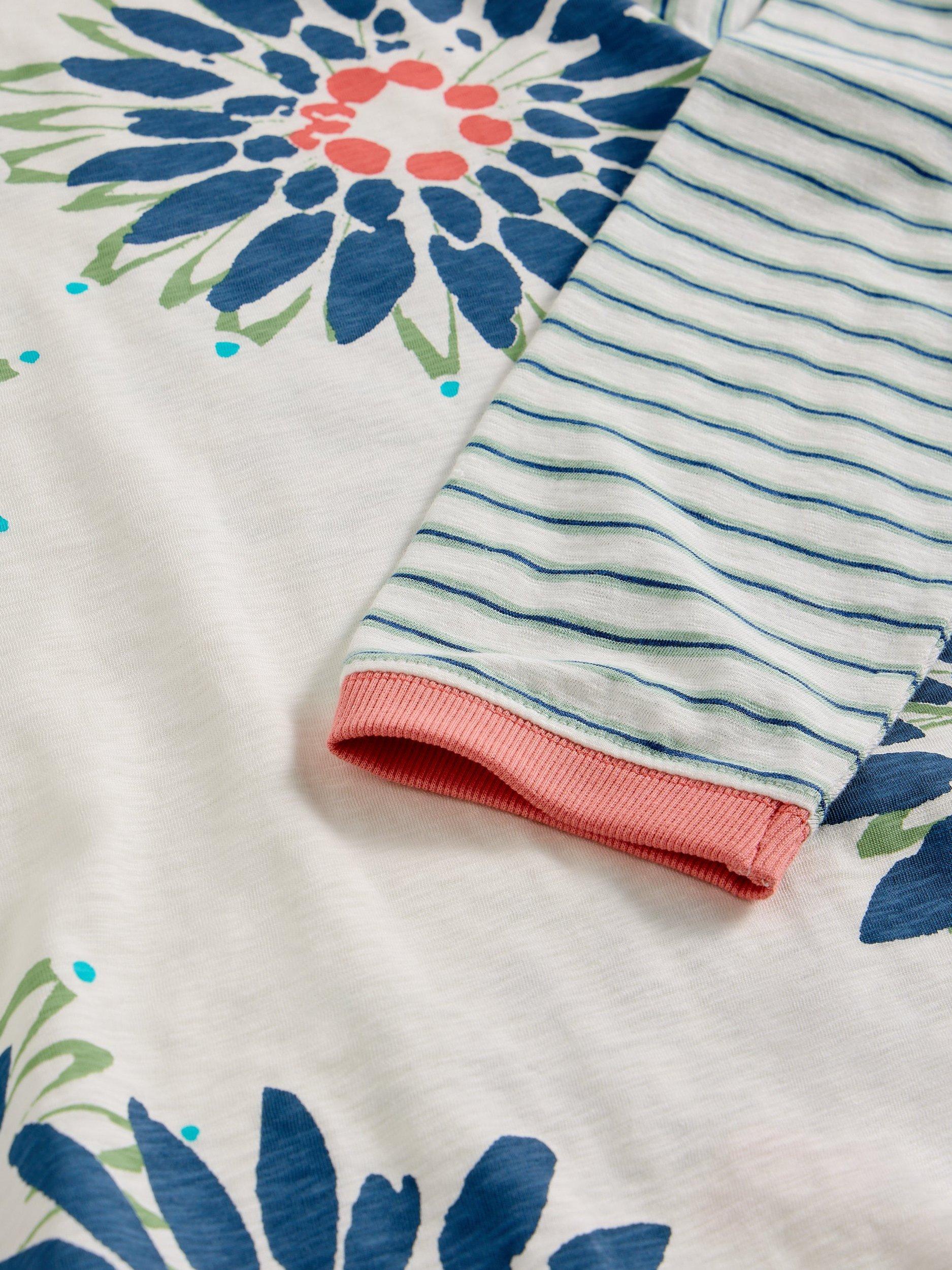 Product image 6 of 6, which shows White Stuff Clara Stripe Sleeve Floral Top, White/Multi, 6