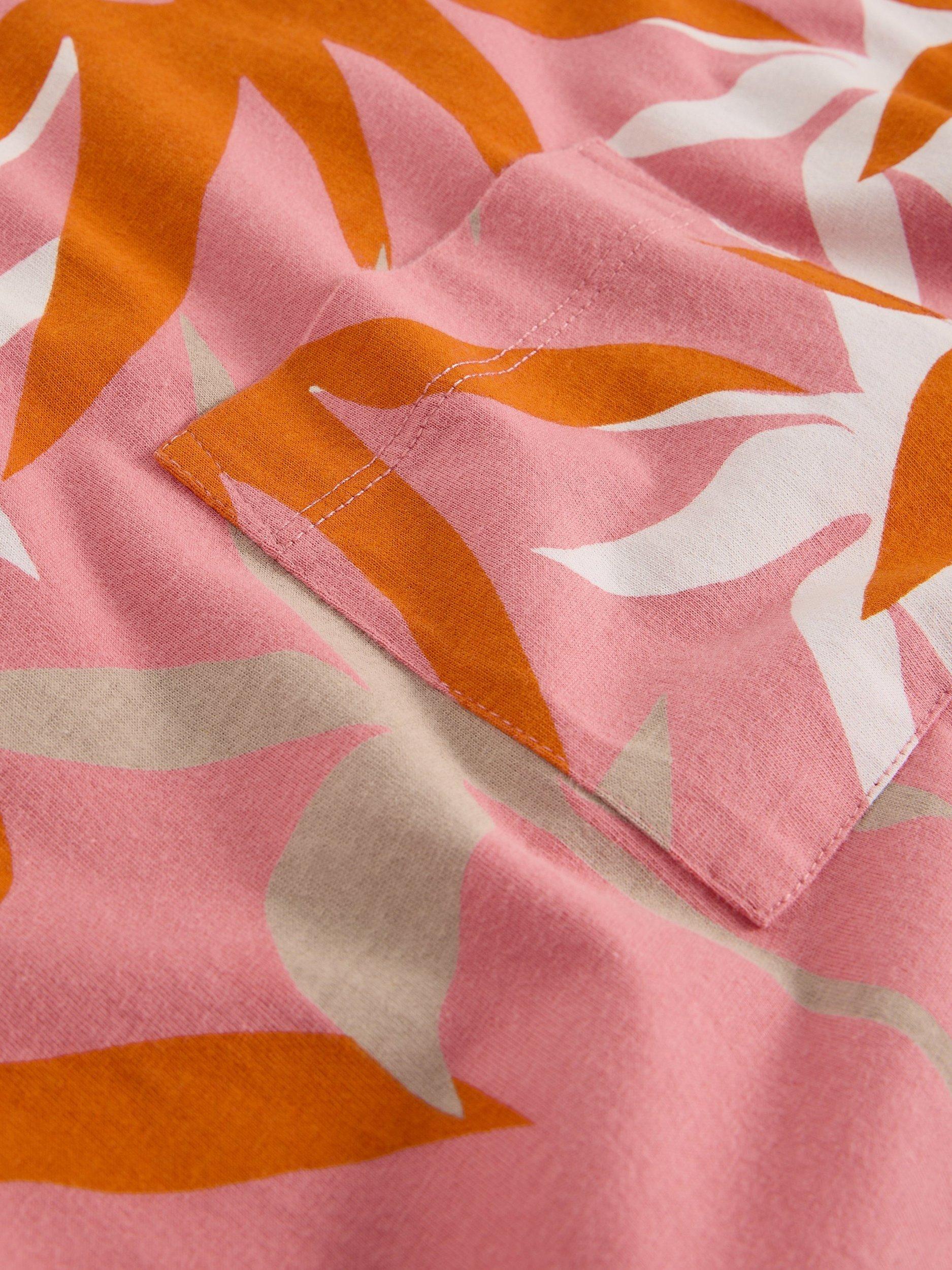 Product image 6 of 6, which shows White Stuff Demi Cotton Leafy Print Top, Coral/Multi, 8