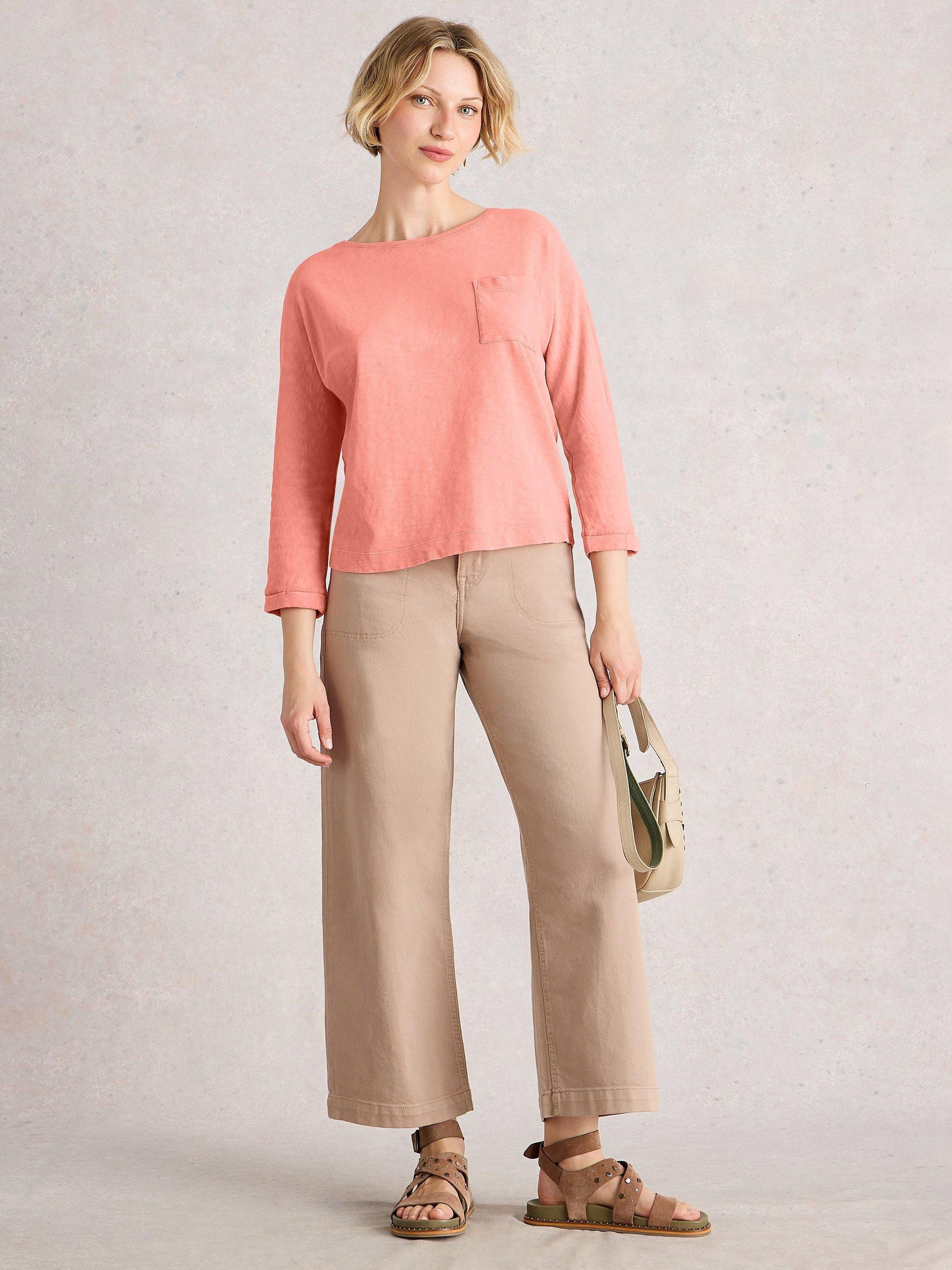 Product image 1 of 6, which shows White Stuff Demi Pocket Detail Top, Mid Coral, 6