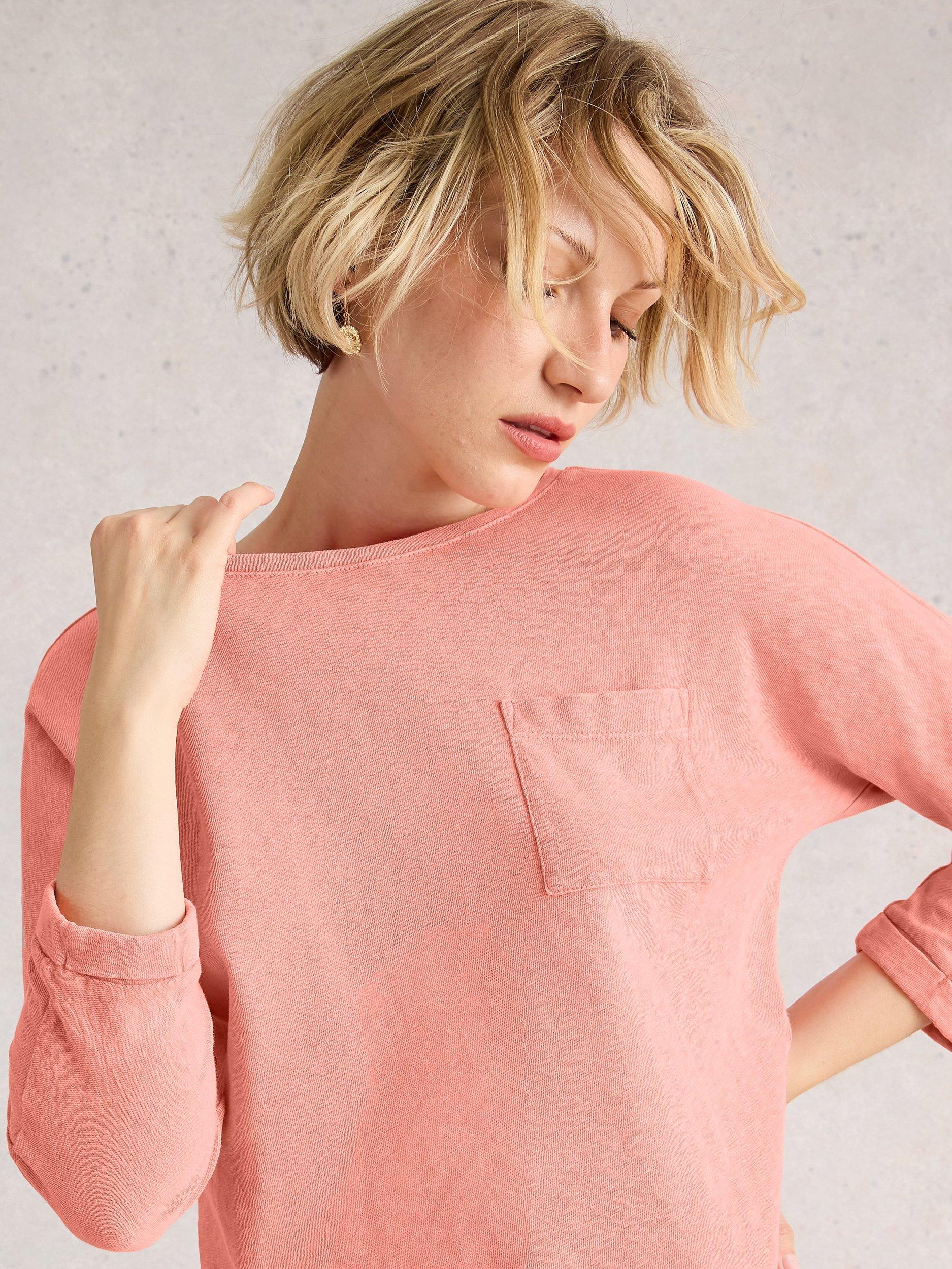 Product image 3 of 6, which shows White Stuff Demi Pocket Detail Top, Mid Coral, 6