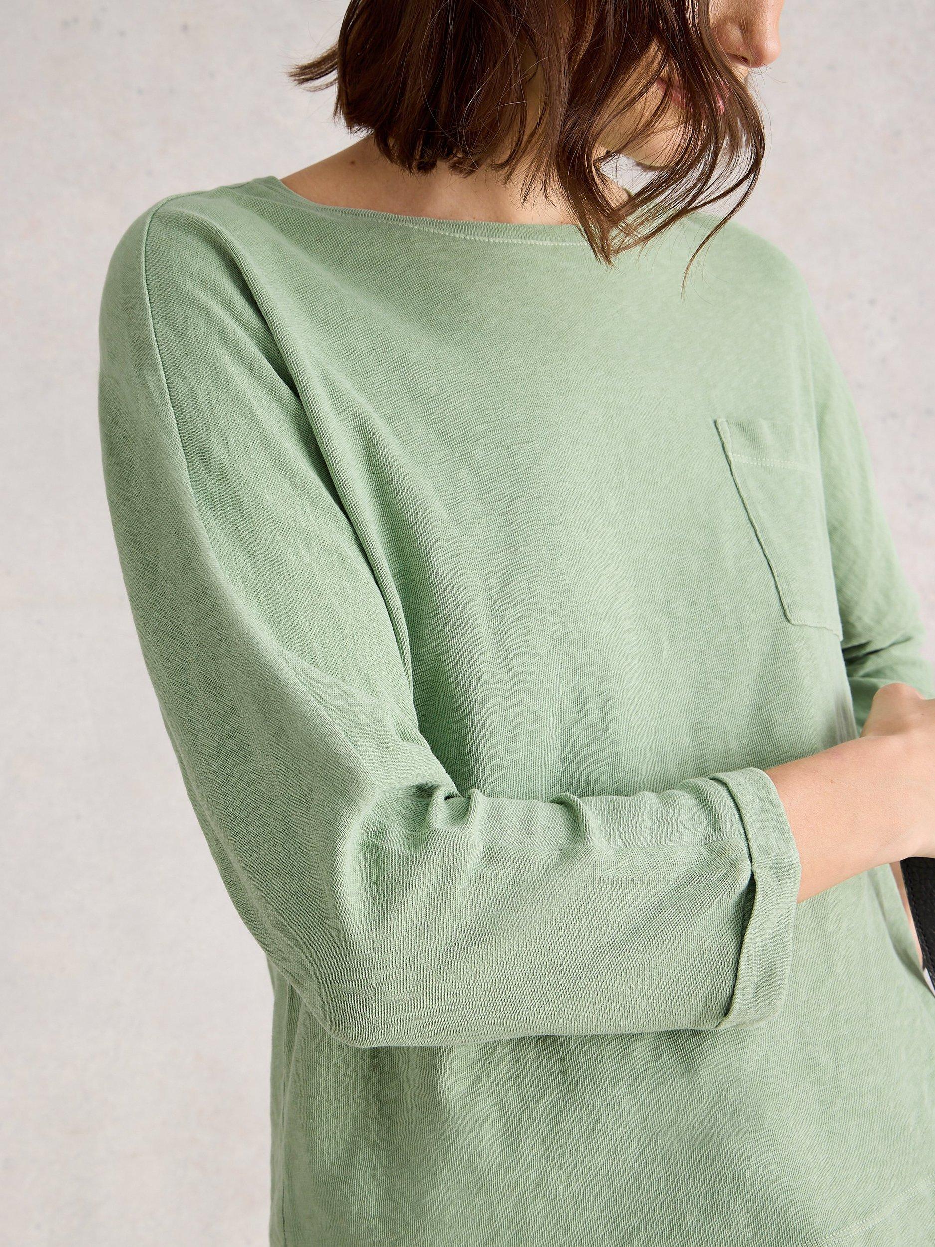 Product image 3 of 6, which shows White Stuff Demi Cotton Top, Mid Green, 6