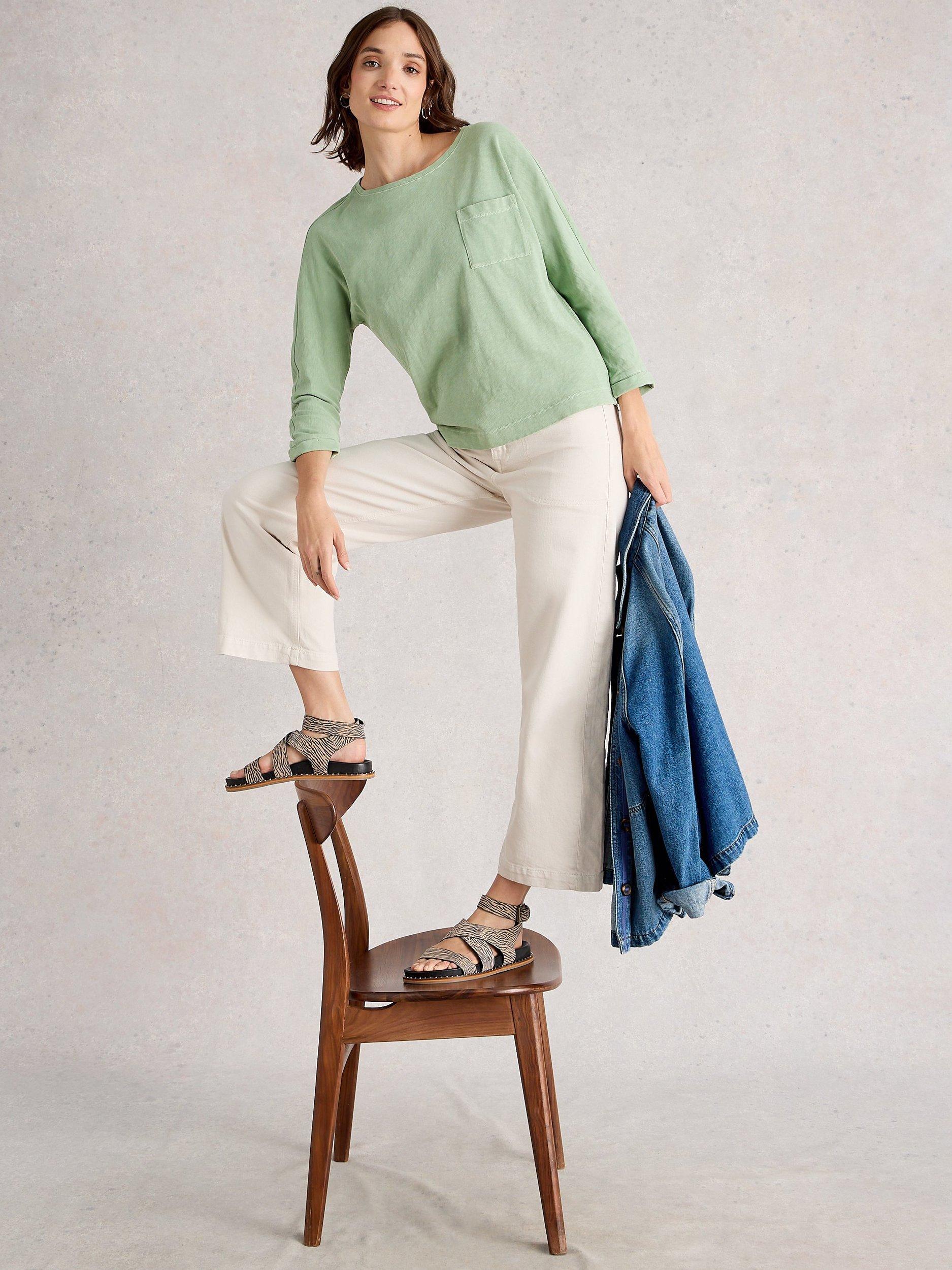 Product image 4 of 6, which shows White Stuff Demi Cotton Top, Mid Green, 6
