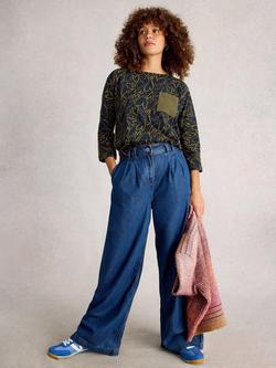 White Stuff Demi Heart Print Top, Navy/Multi, Navy/Multi