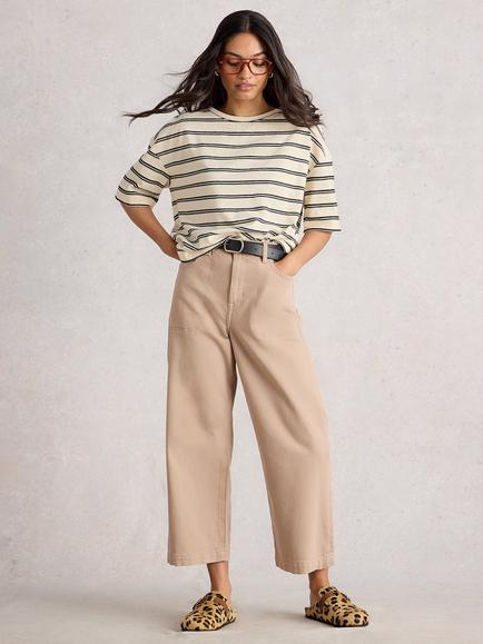 White Stuff Katya Stripe Boxy T-Shirt, Ivory/Multi, Ivory/Multi