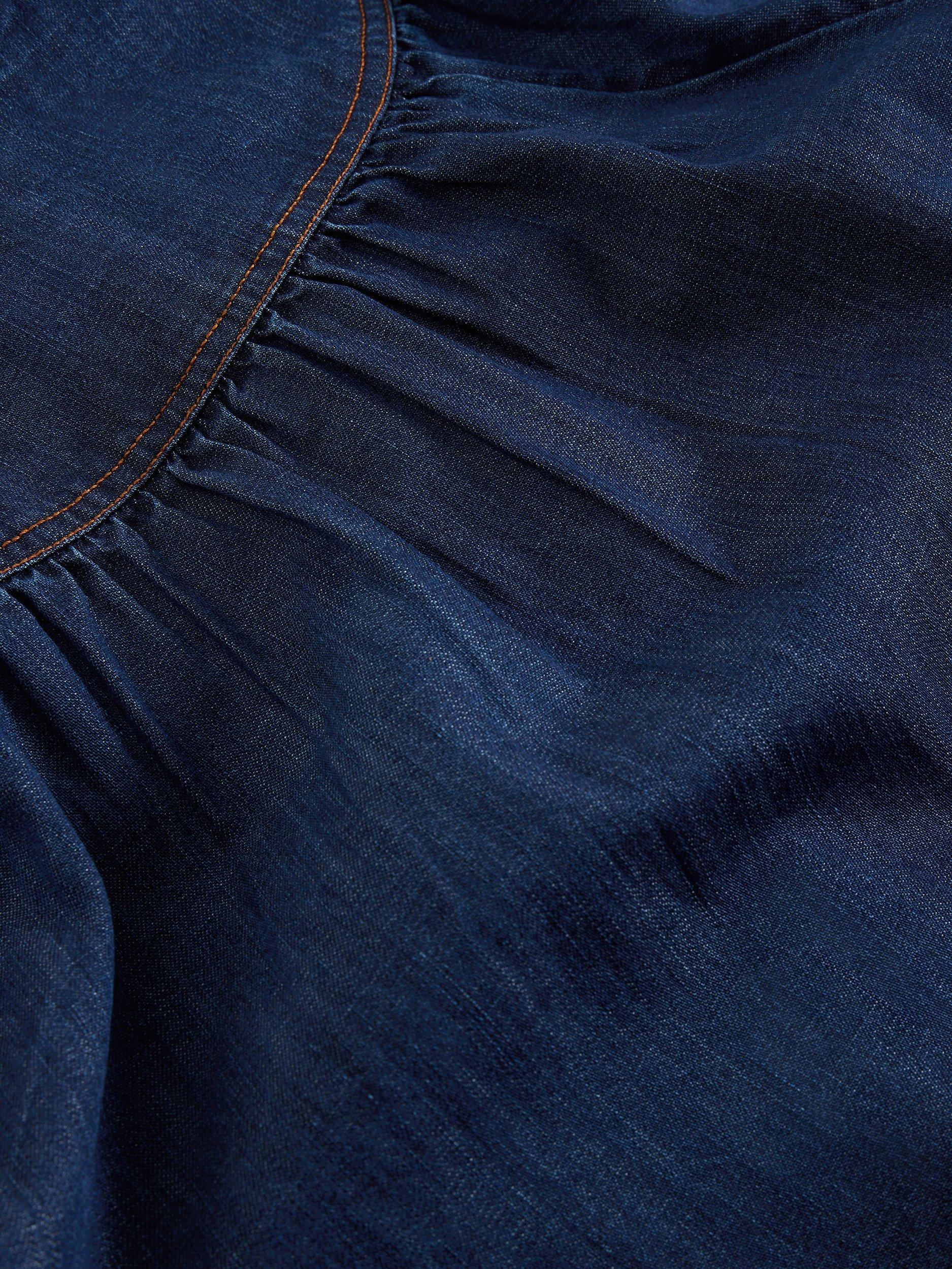 Product image 6 of 6, which shows White Stuff Leo Denim V-Neck Top, Dk Denim, 10