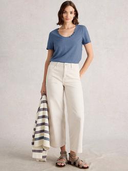 White Stuff Nadia Organic Cotton T-Shirt, Mid Blue