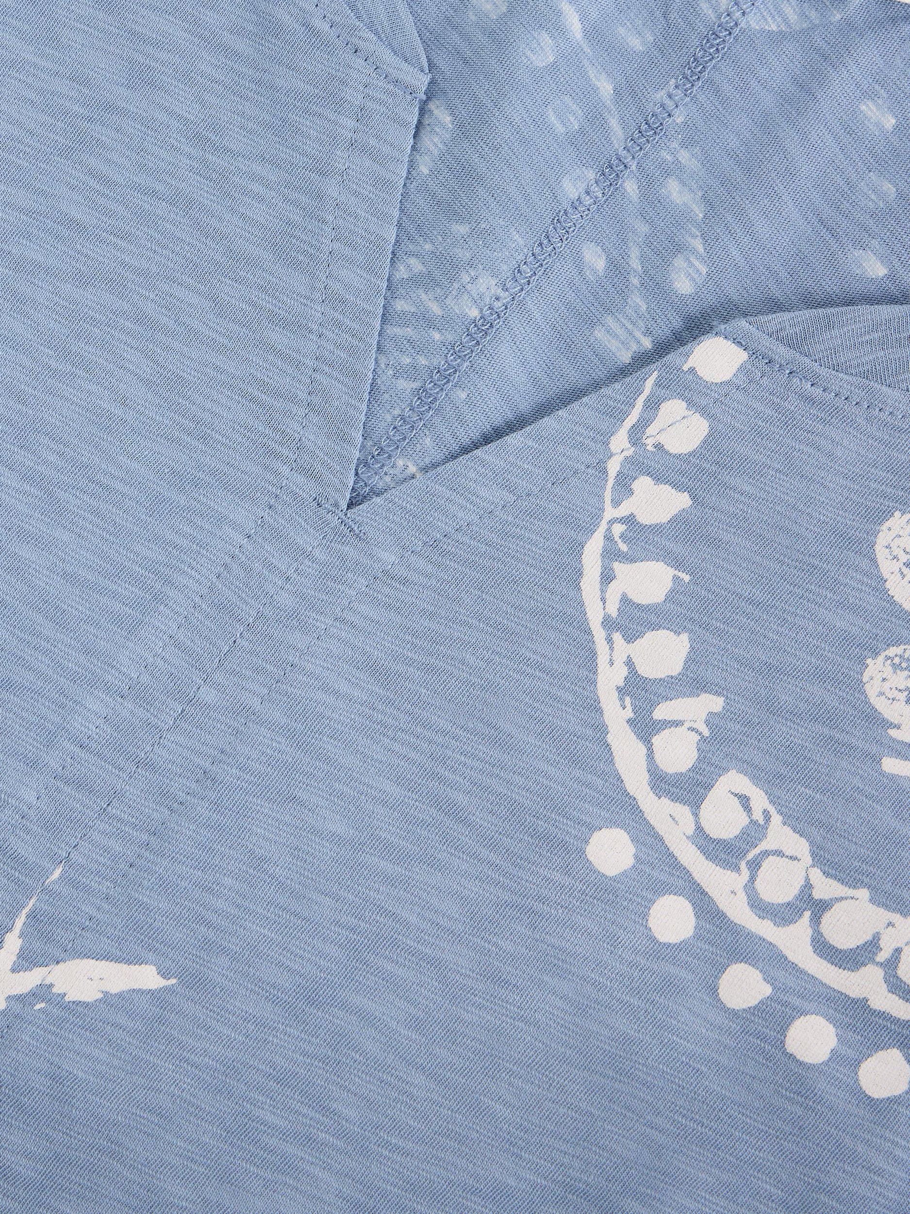 Product image 6 of 6, which shows White Stuff Nelly Contrast Print Cotton T-Shirt, Blue, 8