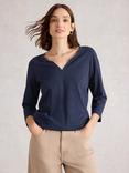 White Stuff Nelly V-Neck Jersey Top, Dark Navy