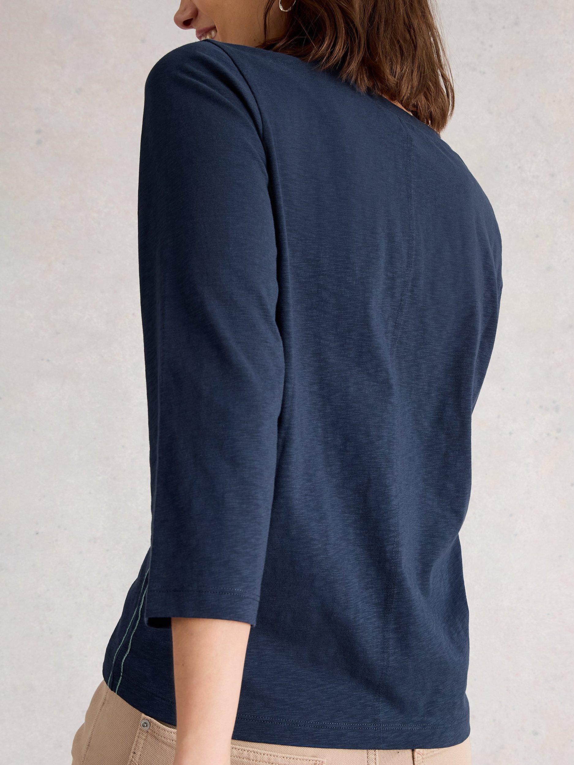 Product image 2 of 2, which shows White Stuff Nelly V-Neck Jersey Top, Dark Navy, 6