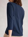 White Stuff Nelly V-Neck Jersey Top, Dark Navy