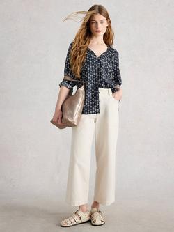 White Stuff Rae Cotton Top, Navy/Multi, Navy/Multi