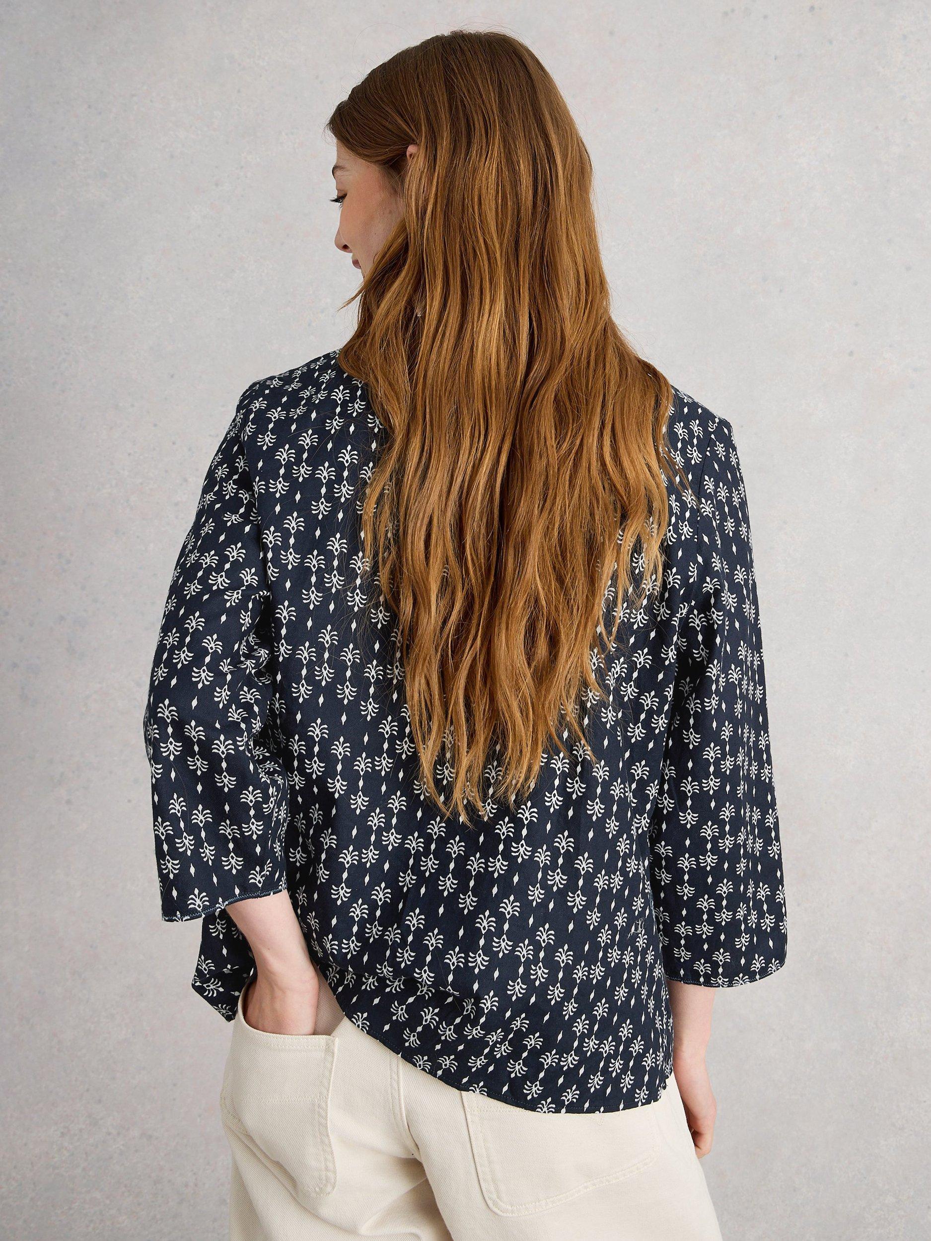 Product image 2 of 6, which shows White Stuff Rae Cotton Top, Navy/Multi, 6