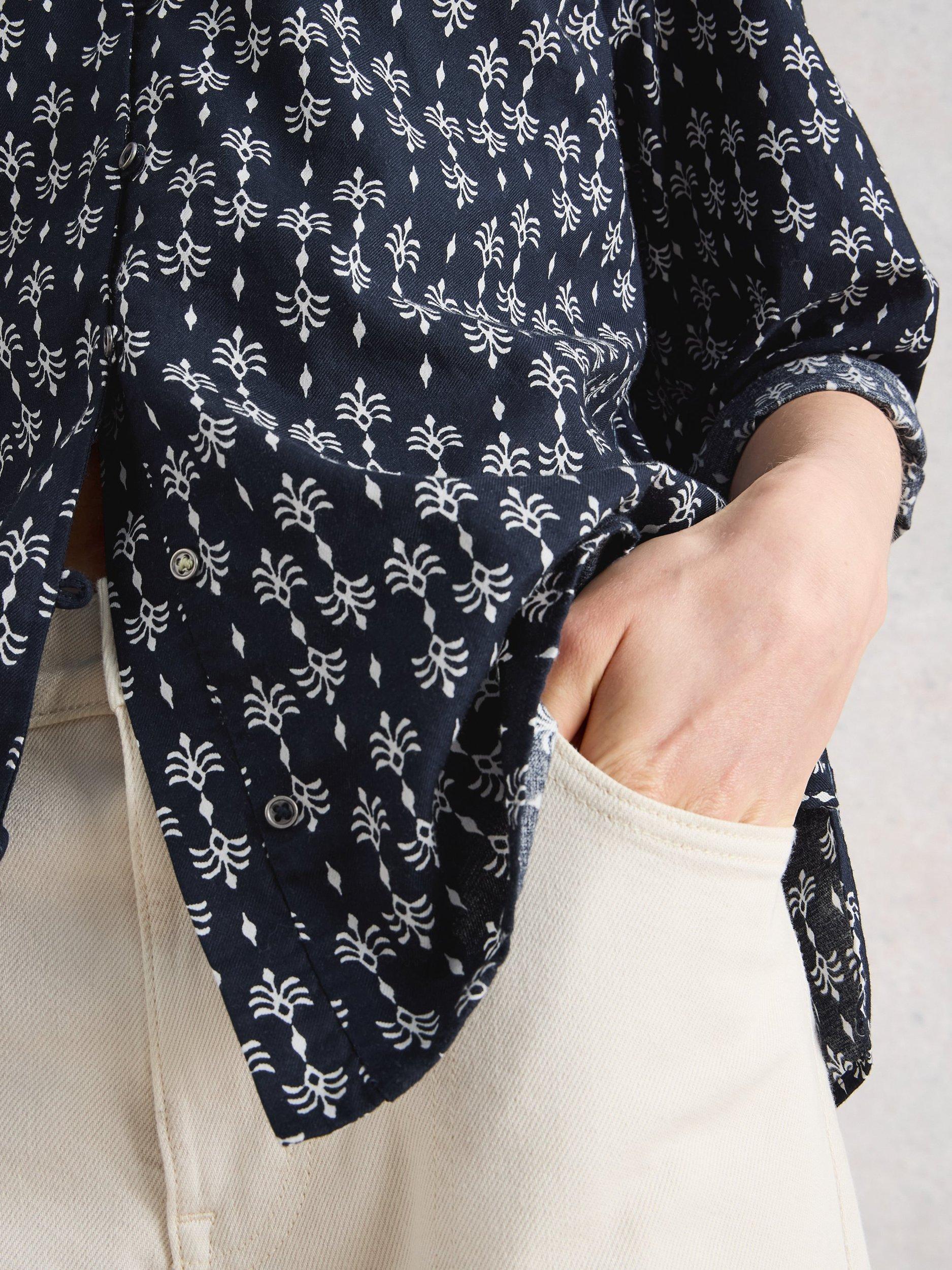 Product image 3 of 6, which shows White Stuff Rae Cotton Top, Navy/Multi, 6