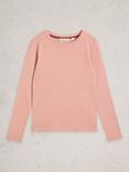White Stuff Sadie Garment Dyed Ribbed Top, Dusty Pink