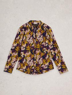 White Stuff Annie Leaves Jersey Shirt, Navy/Multi, Navy/Multi