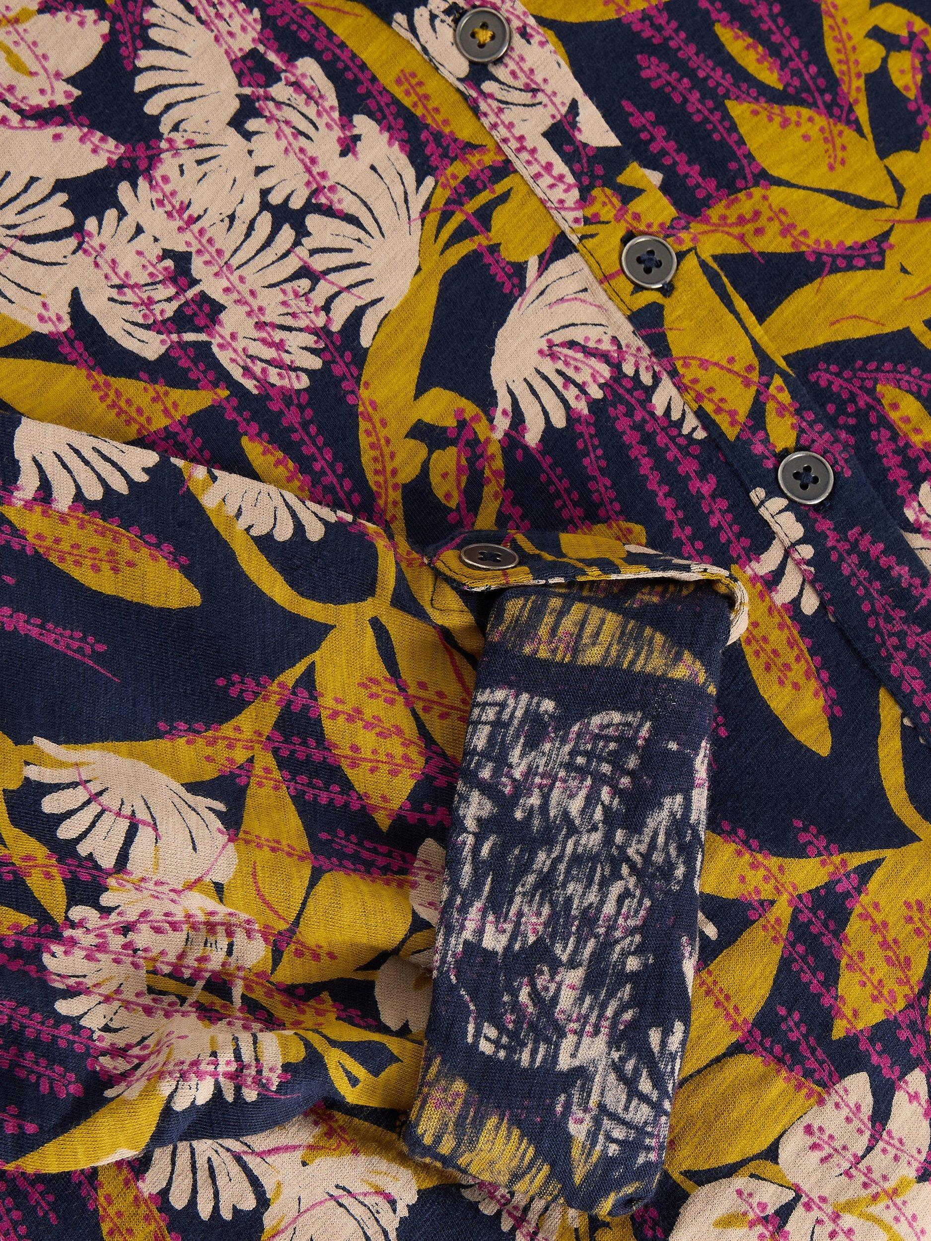 Product image 2 of 2, which shows White Stuff Annie Leaves Jersey Shirt, Navy/Multi, 6