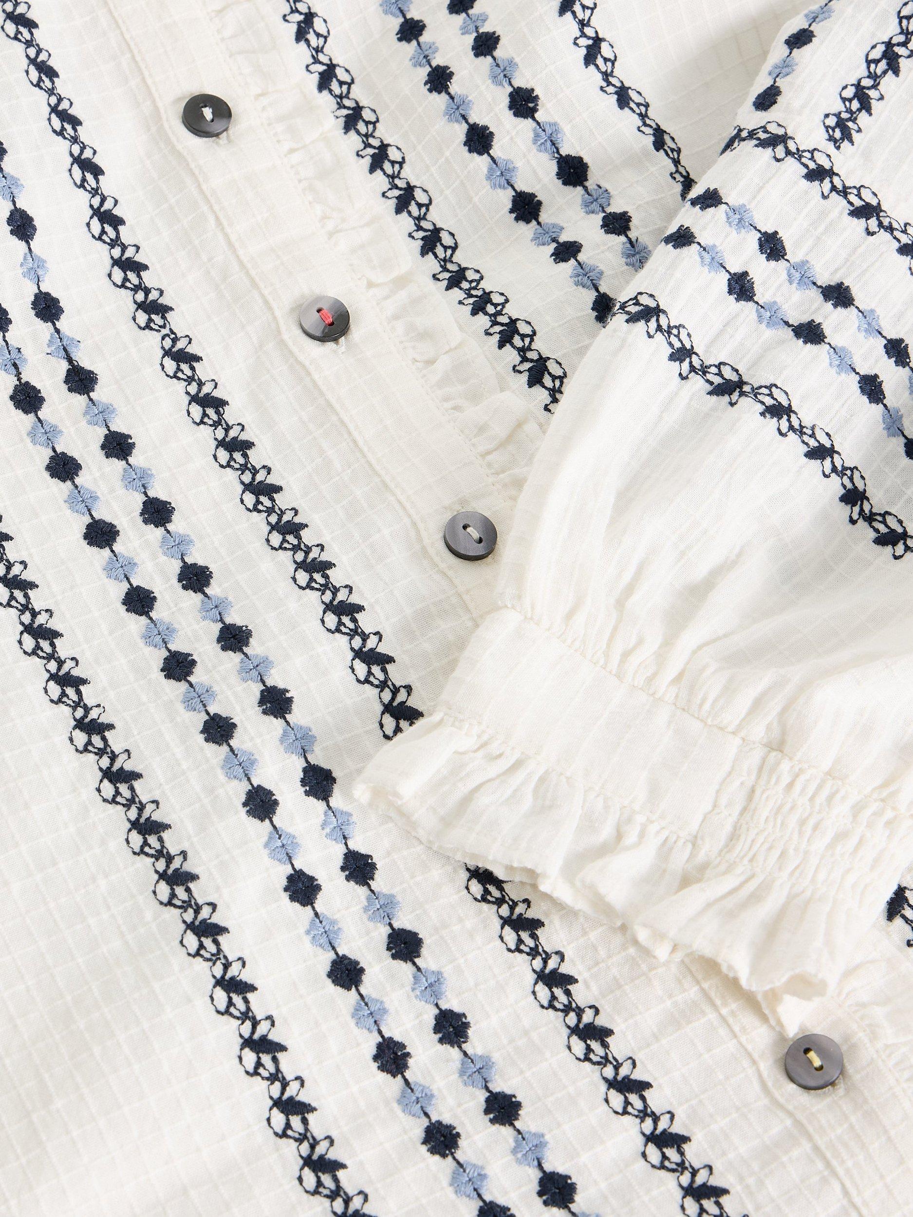 Product image 6 of 6, which shows White Stuff Naomi Stripe Organic Cotton Shirt, Ivory/Multi, 6