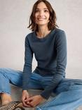 White Stuff Sadie Long Sleeve Ribbed Cotton T-Shirt