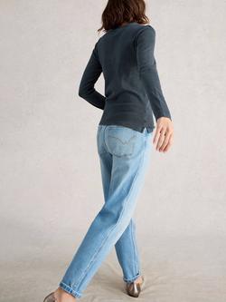 White Stuff Sadie Long Sleeve Ribbed Cotton T-Shirt - view 2, Mid Blue