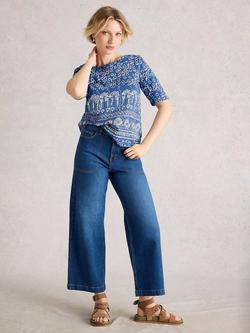 White Stuff Weaver Geometric Top, Blue, Blue