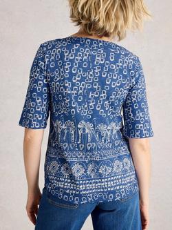 White Stuff Weaver Geometric Top, Blue - view 2, Blue